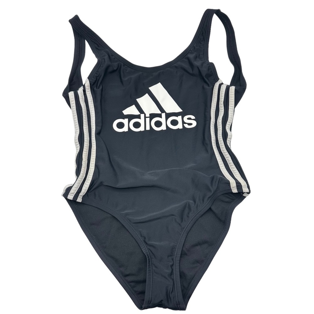 Adidas Black Logo Stripe One Piece Swimsuit Size S Scoop Back Streetwear Beach